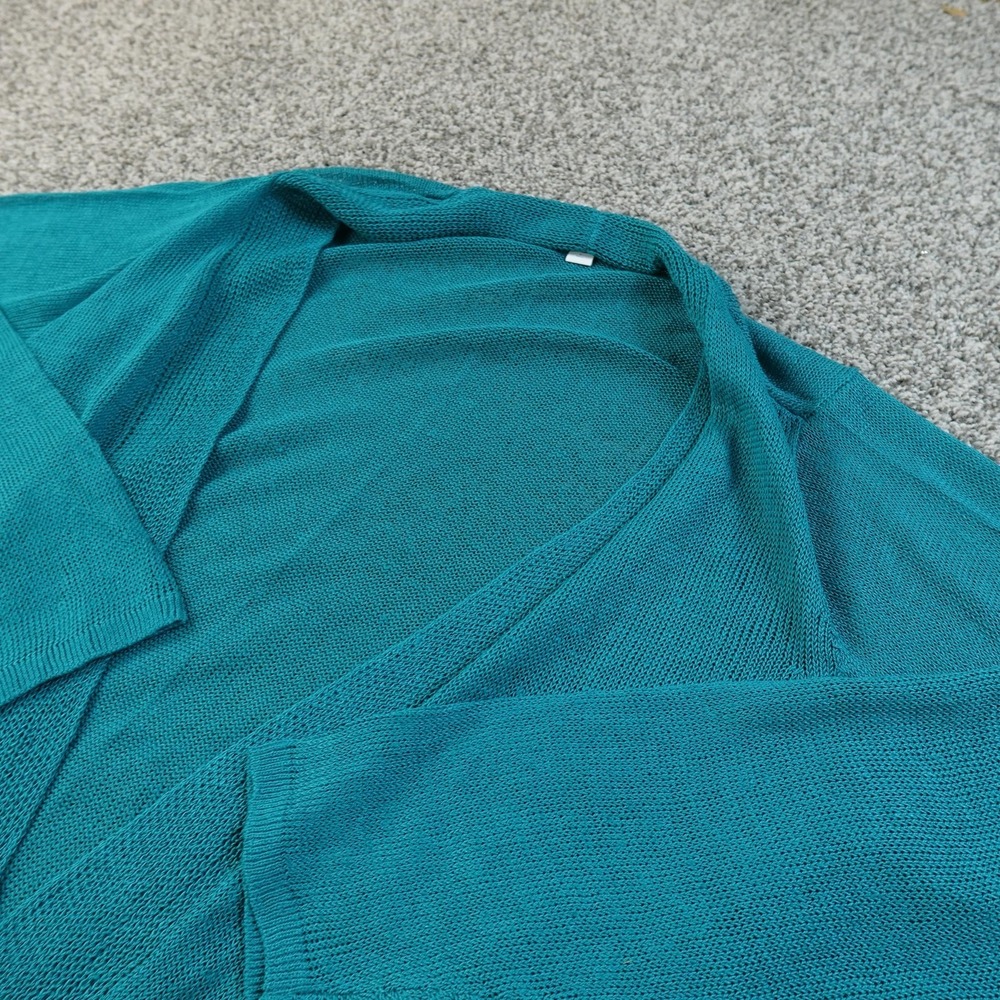 J Jill Cardigan Womens LT Green Linen Open Front Tunic Duster Knit Layering Top‎